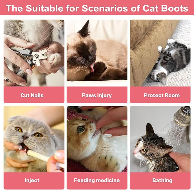 8Pcs Cat Mittens to Prevent Scratching, Adjustable Cat Booties Kitten Mittens, Mesh Breathable Cats Claw Protectors Covers, Anti Scratch Cats Shoes Socks Booties for Pet Bathing Cutting Nails