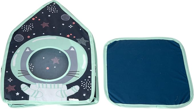 Kitty City Galactic Pop-Up Cat Play House, Collapsible Indoor Cat Hideout with Peekaboo Openings, Lightweight Foldable Cat Cube for Play & Lounging