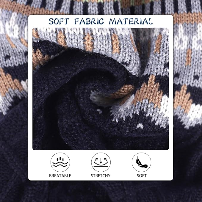 Knit Dog Sweater Turtleneck Cat Cold Weather Pullover Pet Vintage Cable Thick Warm Winter Clothes for X Small Dogs Cats Medium Pug Dachshund Yorkie (Navy, X-Large)