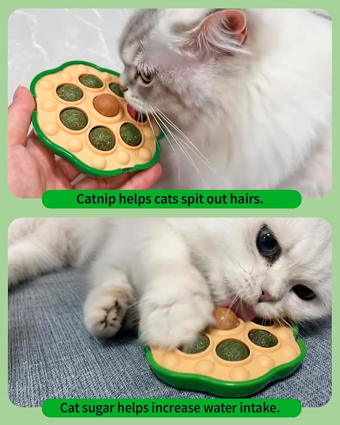 BESNEW Catnip Toys,Lotus Pod Catnip Balls,Extra Cat Energy Ball,Teeth Cleaning Dental Wall Treats,Edible Cat Candy for All Breeds