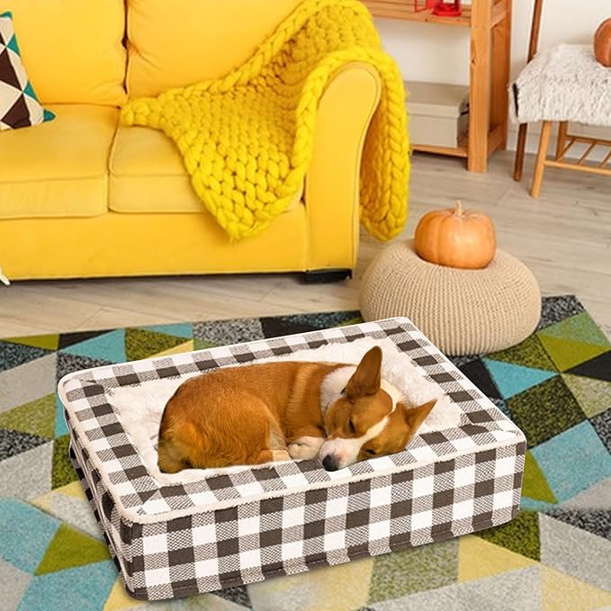 Dog Couch | Soft Pet Calming Sleeping Nest Furniture - Washable Sleeping Puppy Bed | for Living Room Crate Interior Bedroom Home