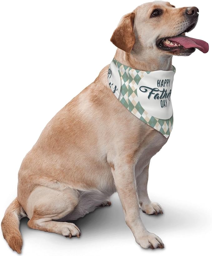 Happy Father's Day Dog Bandana Adjustable Reversible Triangle Dog Scarf Scarves Pet Bibs Costume Accessory Decor for Cats