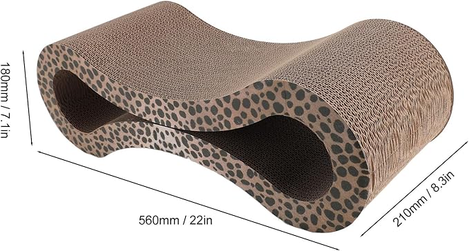 Cat Scratcher Lounge, Corrugated Cardboard Scratch Pad, Extra Thick Ergonomic Design 22.05x8.27x7.09in - Protects Furniture, Reversible Durable Construction, Comfortable Bed for (Leopard Color)