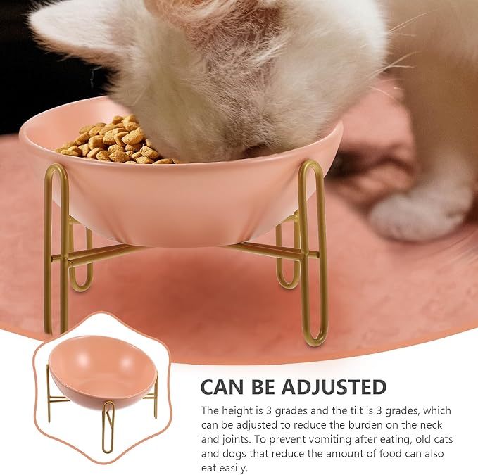 Ship-Shaped Cat Bowl 300ml Small Ceramic Raised Feeder with Orange Iron Rack for Elevated Pet Feeding and Watering Supplies
