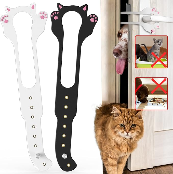 Elilier Cat Door Latch Holder,【8 Adjustable Sizes】 Stronger Flex Cat Door Stopper, Keep Door Open 1.5" to 8", Let's Cats in and Keeps Dogs Out of Litter & Food, No Tool Required & No Wall Damage