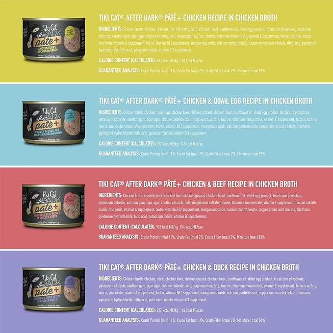 Tiki Cat After Dark Pate+ Variety Pack, 5.5 oz. Cans (Pack of 8)