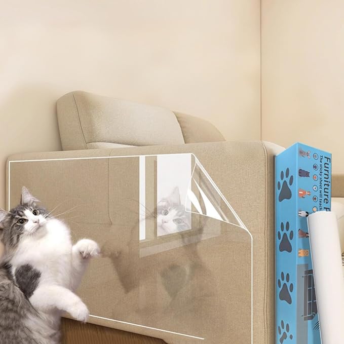 Anti Cat Scratch Furniture Protector,Cat Couch Protector,Anti Scratch Furniture Protector,Transparent Free Cutting Couch Protector,Anti-Scratch Adhesive Tape for Sofa,Door,Table,Bed
