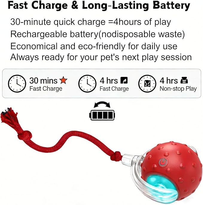 2PCS Interactive Cat Toys Ball, Tiny Fetch Interactive Dog Cat Toy Ball - 360° Automatic Scrolling with Birdsong, Smart Obstacle Avoidance, Rechargeable Boredom Buster for Pets (Blue+Red)