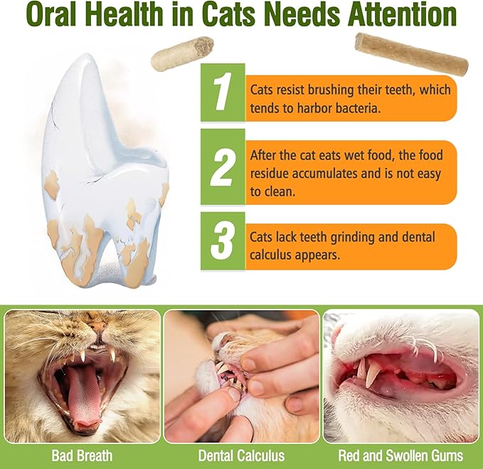 3.52oz/100g Freezed Dried Cat Chew Sticks, Cat Dental Treats for Freshens Breath and Controls Tartar, Feline Teething Sticks