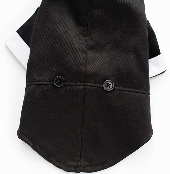 GabeFish Pets Wedding Jackets Suit for Dogs with Bow Tie Puppy Cat Formal Clothes Shirt Tuxedo (Black, M (Chest 15.3in/39cm)