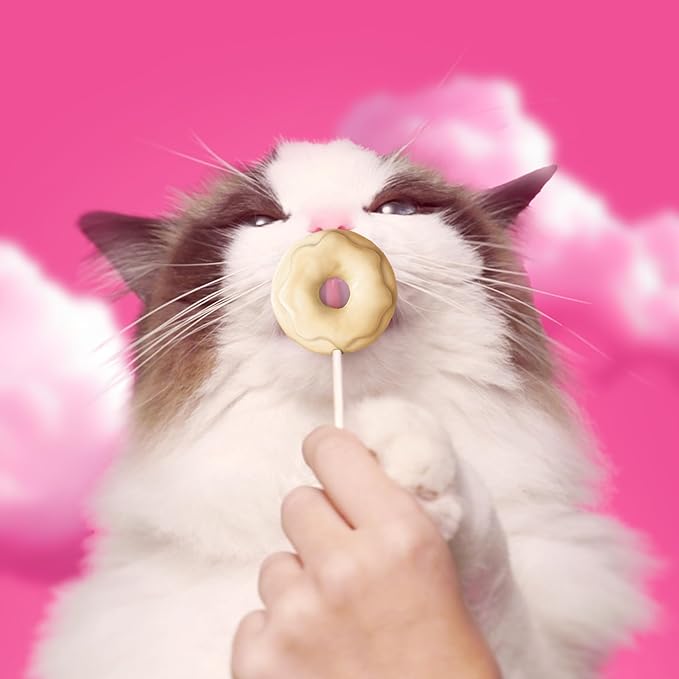 Bonkers Purrpops Krispy Kreme Limited-Edition Freeze-Dried Chicken Flavored Lollipop Cat Treats, 4 Pieces (Pack of 12)