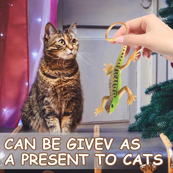 MiOYOOW Cat Funny Toy, 4PCS Lizards Shape Cat Chew Toy Kitten Interactive Toys for Indoor Cats Kittens Halloween Christmas
