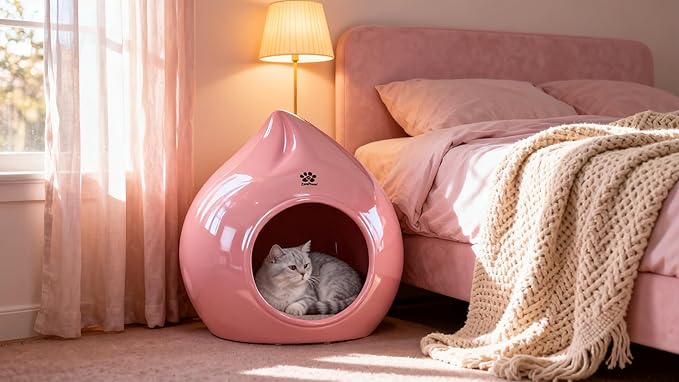 Peach-Shaped & Pet Bed - Pet-Safe Rounded Eco-Resin Design, Space-Saving Home Ornaments(A-Pink)