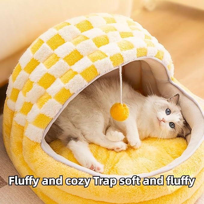 Cat Bed Cave, Cute Cat Bed for Indoor Cat, Lovely Cat Houses for Indoor Cats for Cat, Warm Cave Bed for Puppy and Kitten (Purple,Small)
