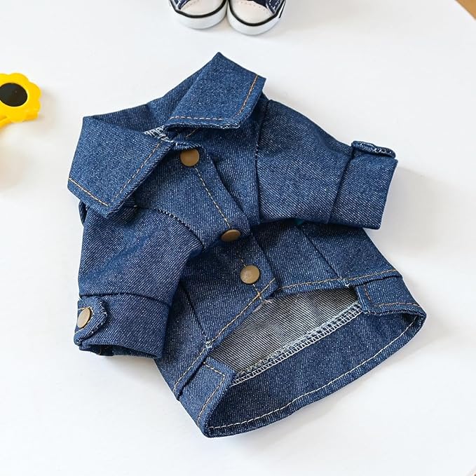 Cute “Kiss Me” Dog Denim Jacket, Fashion Pet Outfit with Pearl Details, Adorable Puppy Clothes for Small Dogs & Cats, Perfect Photo Outfit & Gift(XL)