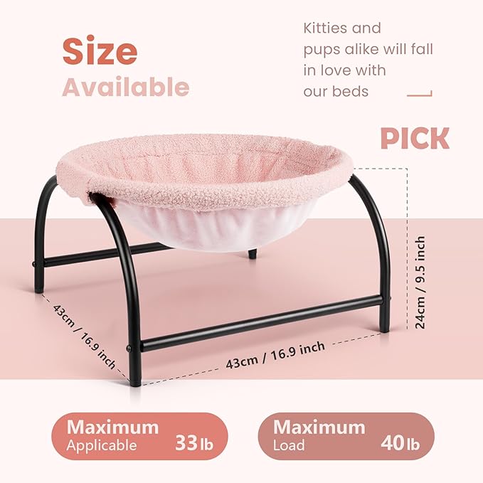JUNSPOW Cat Hammock Bed - Detachable, Breathable, Easy Assembly Indoors Outdoors, 16.9 in x 16.9 in x 9.5 in