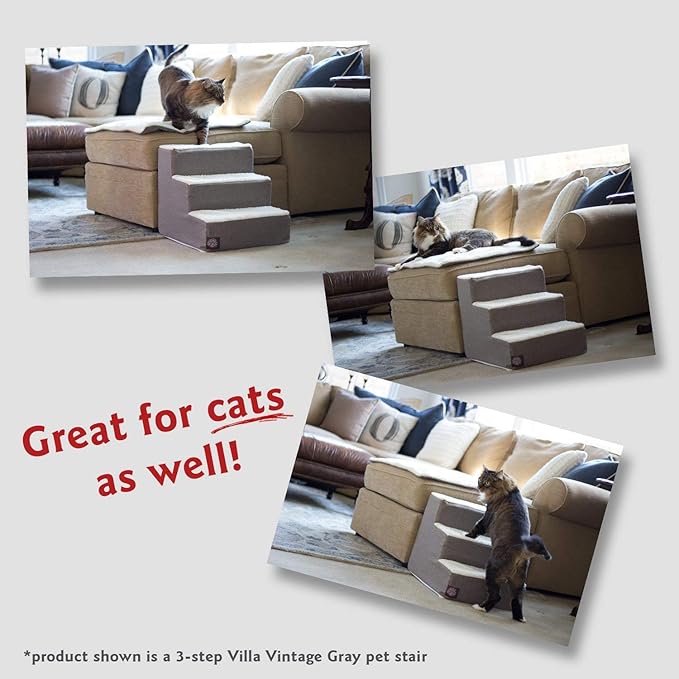 Majestic Pet 4 Step Portable Dog Stairs for Small Dogs to get on Bed Supports 250 lbs or Less – Dog Steps for High Bed with Machine Washable Cover –Pet Stairs for Cats Palette Heathered Blush Pink