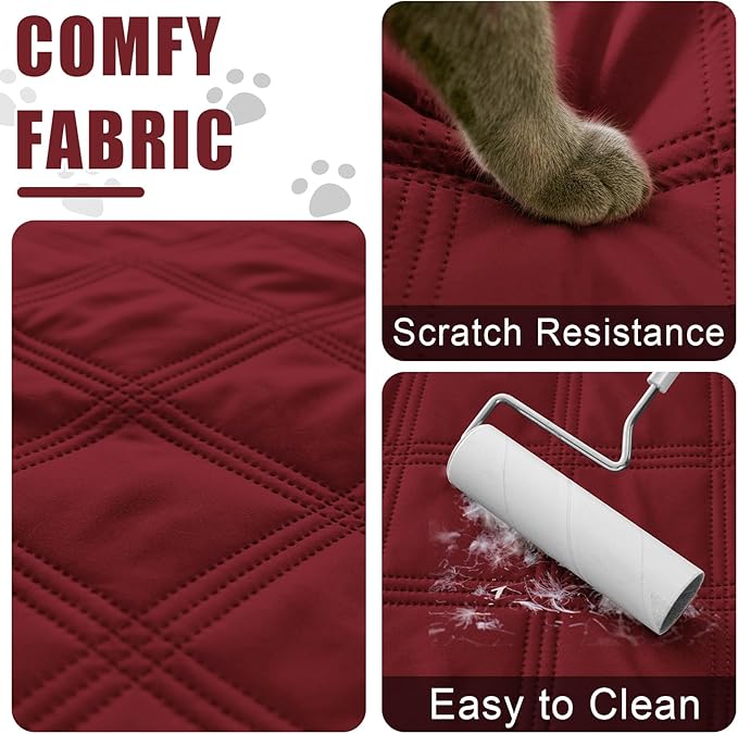 Smiry Waterproof Dog Bed Cover Blanket 68x82, Soft Reversible Pet Blanket, Washable Leakproof Cats Dogs Couch Cover for Sofa, Couch, Furniture, Wine Red/Wine Red