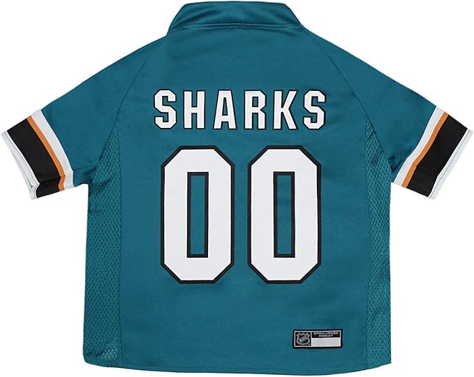 Pets First NHL San Jose Sharks Jersey for Dogs & Cats, Large. - Let Your Pet Be A Real NHL Fan!