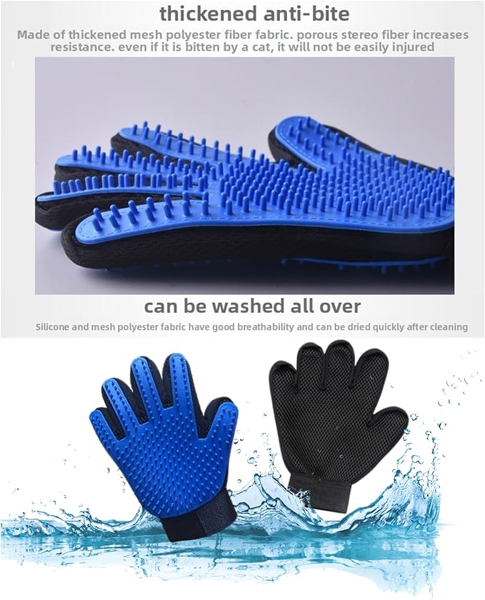 Pet Grooming Glove for Right Hand - Enhanced Deshedding Brush and Massage Mitt for Dogs, Cats and Horses - Gentle Hair Remover for Long and Short Fur - Perfect for Bathing and Shedding