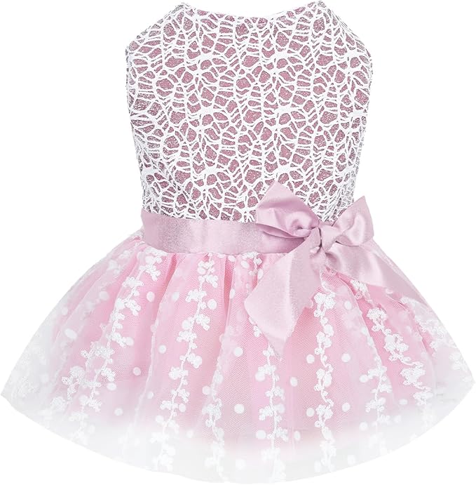 CuteBone Dog Birthday Dress Girl Puppy Skirt Tutu Cat Wedding Outfit Pet Party Clothes for Small Dogs Costume DD16L