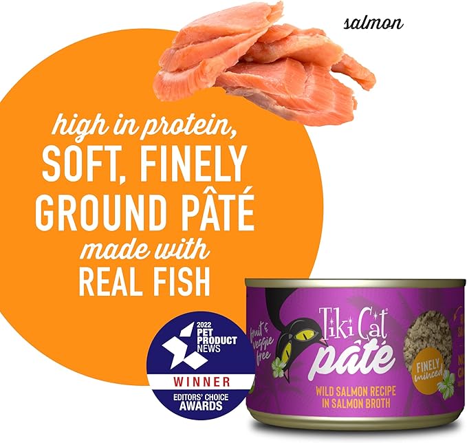 Tiki Cat Luau Pâté Wet cat Food, Salmon, 5.5 oz. Cans (8 Count)