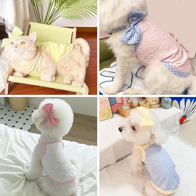 Dog Summer Clothes Puppy Heart Vest Shirt Breathable Pet Sleeveless Tank Top for Small Medium Dog Cat (Pink, Large)