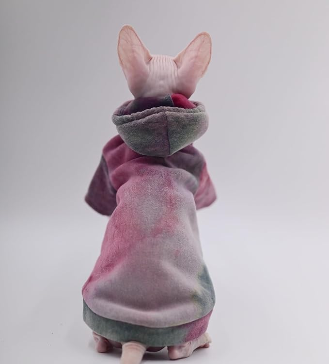 Duo MASUMI Hairless Cat Clothes Autumn Winter Warm Thick Fleece Hoodie Sphynx Cat Warm Cat Clothes for Devon,Cornish,Peterbald (XS)