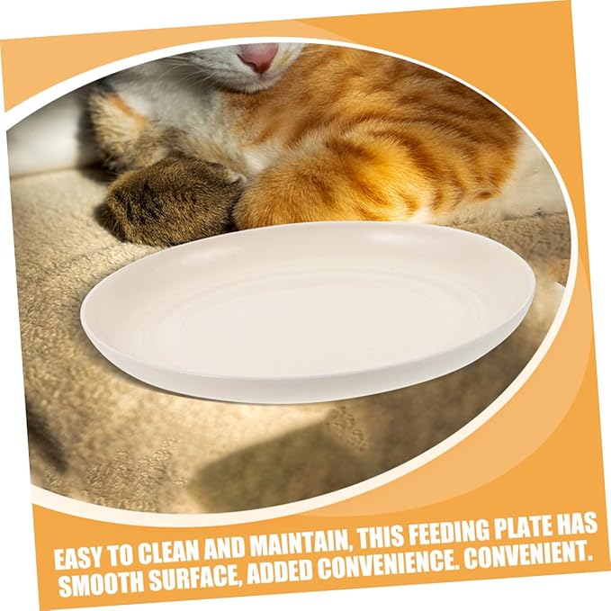 Amosfun 4pcs Shallow Cat Bowls Set, Sturdy Pet Food Plates 20cm, Wide Flat Round Dishes for Small and Short-Legged Cats, Multi-Color Feeding and Watering Supplies