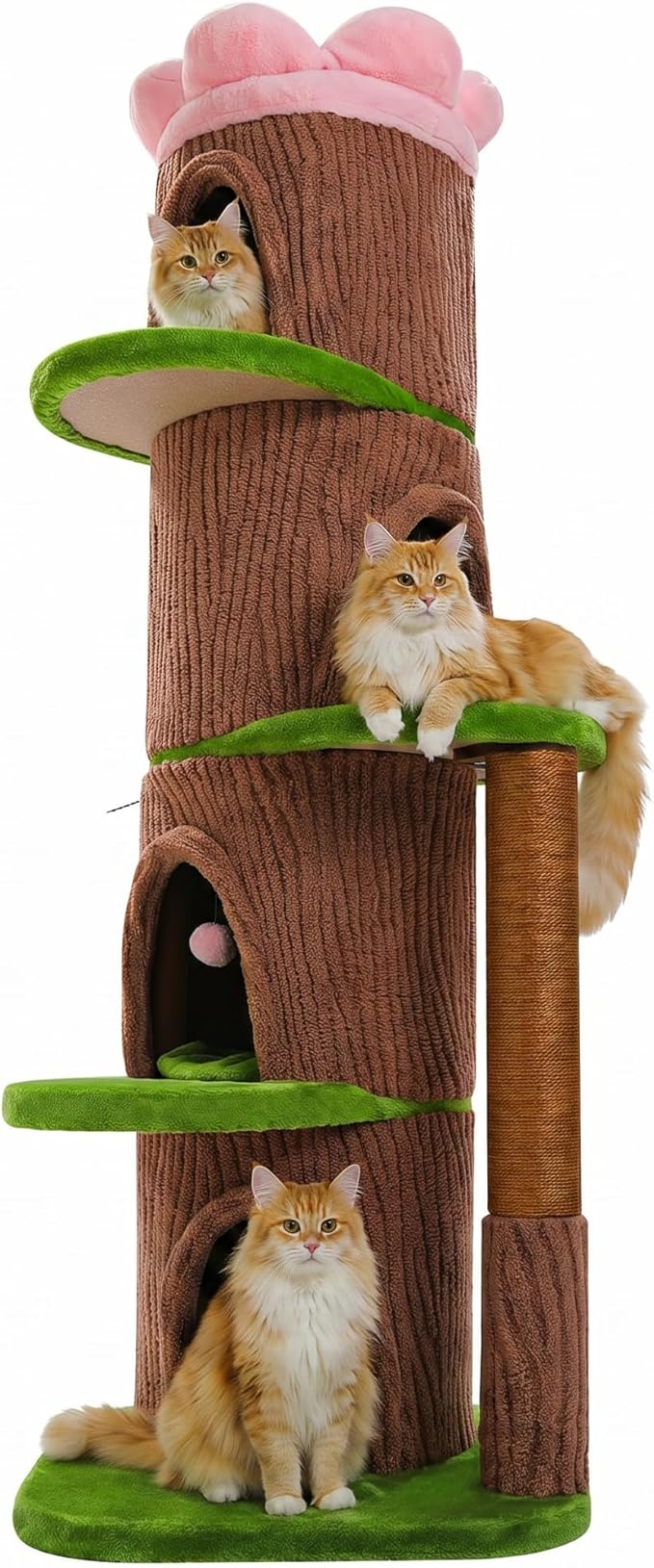 MUTTROS Forest Cat Tree Tower with 4 Condos, 68.5" Tall Cat Tower with Flower Top Bed & Thick Scratching Post (φ3.8in) – Large Heavy Duty Tree that Looks Like a Tree for Indoor & Multi-Cat Households