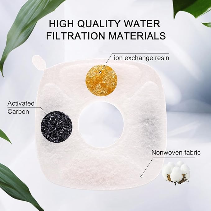 Pet Fountain Filters Compatible with 95Oz/2.8L Dog Water Fountain, Cat Water (16 Carbon filters+16 Sponge filters)