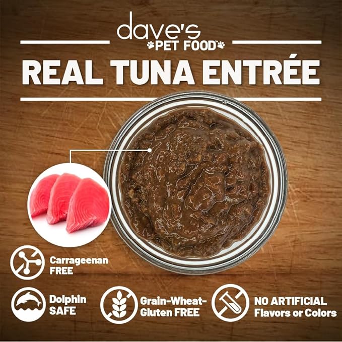 Dave's Pet Food Grain Free Wet Cat Food (Tuna Entree in Gravy), Naturally Healthy Canned, Added Vitamins & Minerals, 5.5 oz Cans (12 Pack)