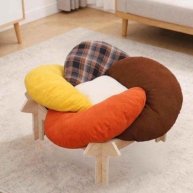 Elevated Bed Including Raised Cat Chair Dog Nesting Bed Indoor Furniture Removable Cushion Reliable Solid Wood for Small Dog Kitten