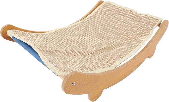 Cat Hammock Chair Scratch Cat Scratching Hammock Wooden Cat Rest Lounge Bed Portable Beach Chair Cat Hammock Furniture Protector Cat Scratcher Bed for Home (Large)