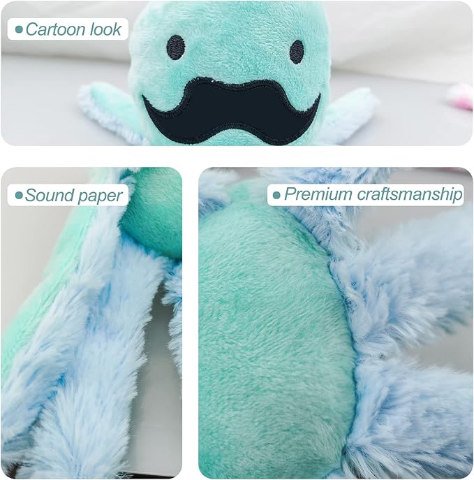 Andiker Octopus-Shaped Plush Toys with Crinkle Paper - Interactive Cat Toys for Indoor Scratching and Chewing - Kitten Gifts and Cat Lovers (Blue)