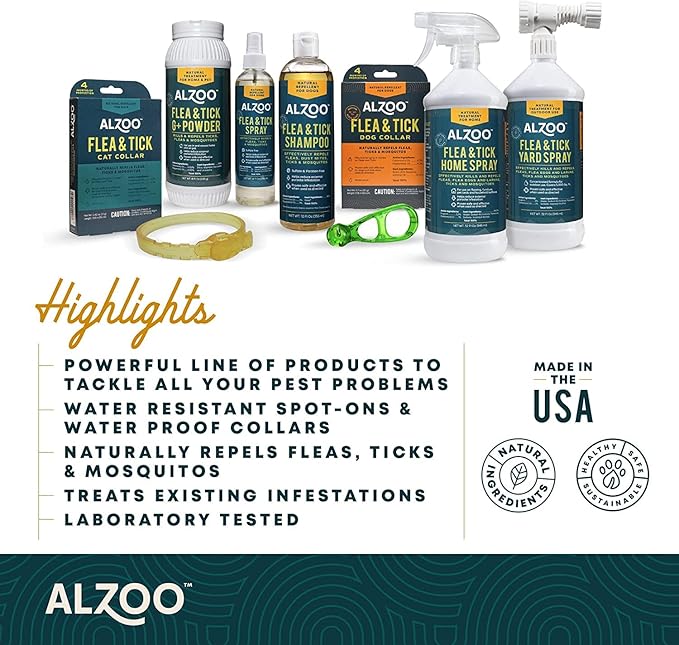 ALZOO Plant Based Flea & Tick Cat Collar, Helps Repel Fleas, Ticks & Mosquitoes, Plant-Based Active Ingredients, Phthalates and PVC Free, Up to 8 Months Protection, Pack of 2
