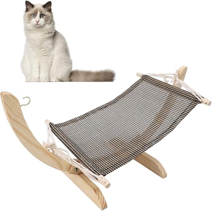 Fockety Cat Bed for Indoor Cats, Elevated Pet Hammock Easy Assembly Raised Cat Hammock Elevated Cat Perch Bed Cat Swing Bed Furniture for Kitten Puppy Small Pet (Mesh Fabric)