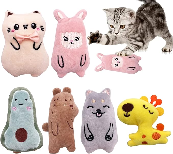 Cat Toys for Indoor Cats Kittens Interactive Pillow Catnip Toys with Bell Cat Plush Toy 6 Pcs