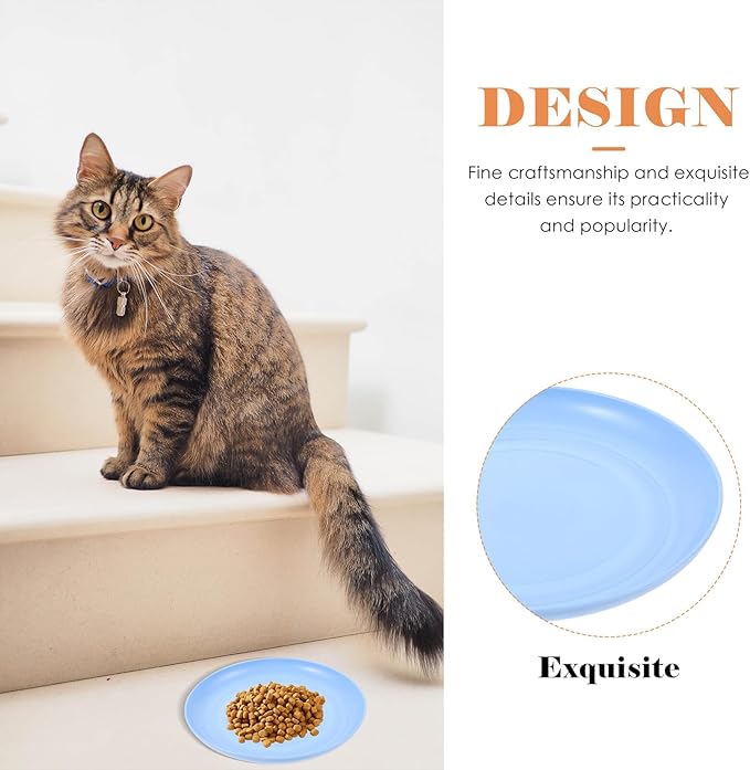 4pcs Round Flat Bottom Cat Food Bowls Set, Plastic, 15cm Diameter, Multi-Color, Suitable for Indoor Cats and Kittens Feeding and Watering