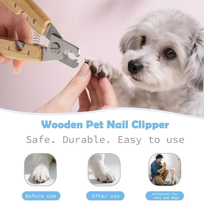 Dog Comb for Shedding Kit 2-in-1 Wooden Grooming Shedding Brush for Dogs & Cats Pet Hair Removal Tool with Ergonomic Gripping Pet Cleaning Comb Supplies 5 Inch (Includes storage box)