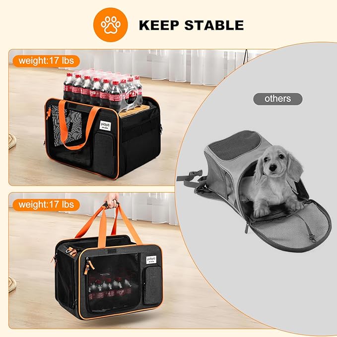 pidipiti 20 x 14 x 14 inches Expandable pet Carrier for 1 Large cat Under 25 lbs,2 Medium Cats 20 lbs+,cat Crate/Bag for Short Trip/Long Distance car Travel