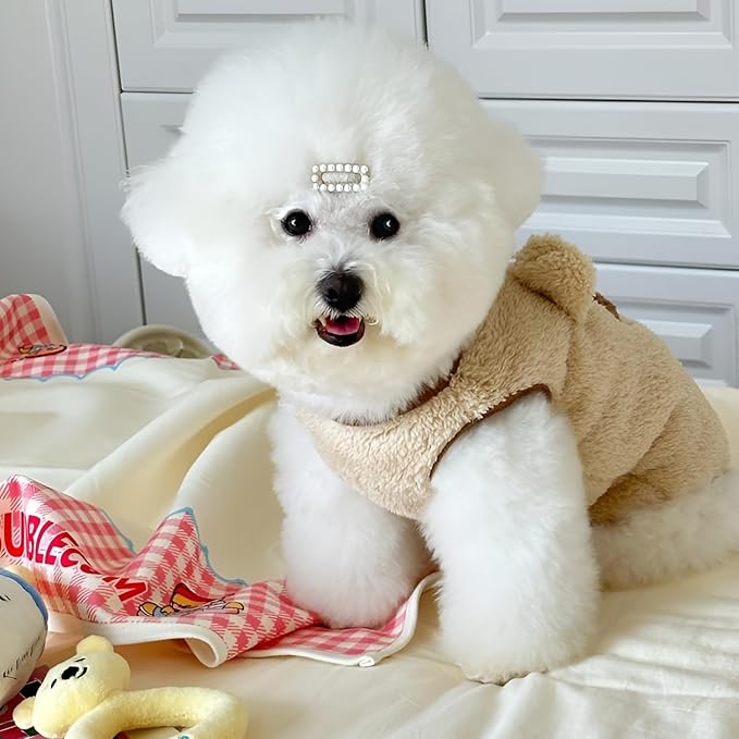 Soft Plush Dog Tank Top - Adorable Sleeveless Winter Sweater for Small/Medium Breed Puppies, Warm & Stylish Cold Weather Apparel