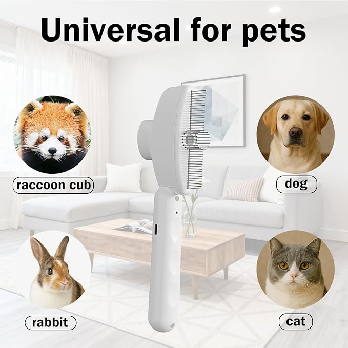 Beauty Steam Brush, Pet Spray Brush for Cats and Dogs, Suitable for Long-haired and Short-haired Pets, Massaging and Grooming Steam Dog Brush, Cat Grooming Tool with Leave-in Serum