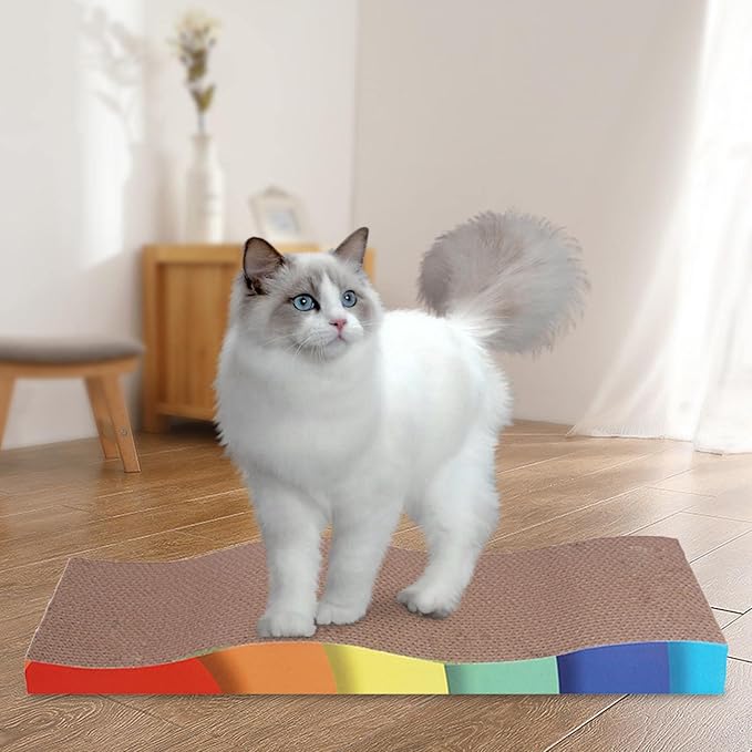 Cat Scratching Board Bed Scratching Pad Corrugated Cardboard Scratcher Nest Scratching for Furniture Protection Playing Training, Wavy Surface