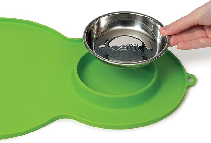 Catit Peanut Shape Cat Placemat, Green, 17.5” x 11.4”, Medium, Model: 44012