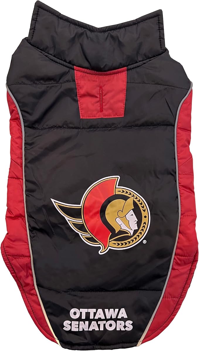 Pets First NHL Ottawa Senators Puffer Vest for Dogs & Cats, Size Large. Warm, Cozy, and Waterproof Dog Coat, for Small and Large Dogs/Cats. Best NHL Licensed PET Warming Sports Jacket