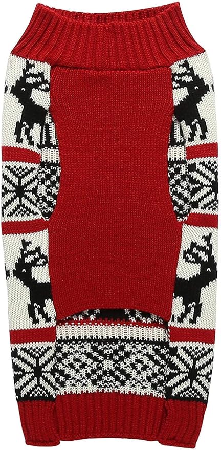 Lanyarco Ugly Dog Christmas Sweaters, Vintage Knit Xmas Reindeer Holiday Festive Pet Clothes Outfit, Christmas Dog Sweater for Large Dogs, X-Large (XL) Size Back Length 20"