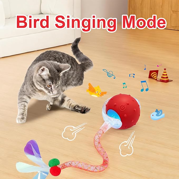 2PCS Interactive Cat Toys for Indoor Cats with 6 Tails, Automatic Cat Toy Fast Rolling on Carpet/ Wooden Floor/ Tiles, Rechargeable Kitten Toys for Small/ Medium/ Large Cats to Enrichment Exercise