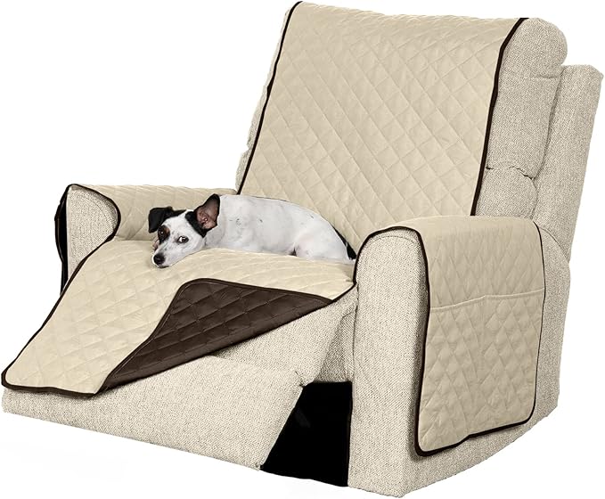 Furhaven Water-Resistant & Reversible Recliner Chair Cover Protector w/ Side Pockets for Dogs, Cats, & Children - Two-Tone Pinsonic Quilted Living Room Furniture Cover - Espresso/Clay, Recliner