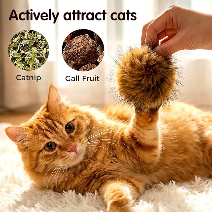 Cat Toy Faux Rabbit Fur Ball,2026 New Soft Rabbit Fur Catnip Balls,Fluffy Catnip Toy for Indoor Cats, Washable & Fun to Chase for Exercise and Bonding (Ball/1pcs)